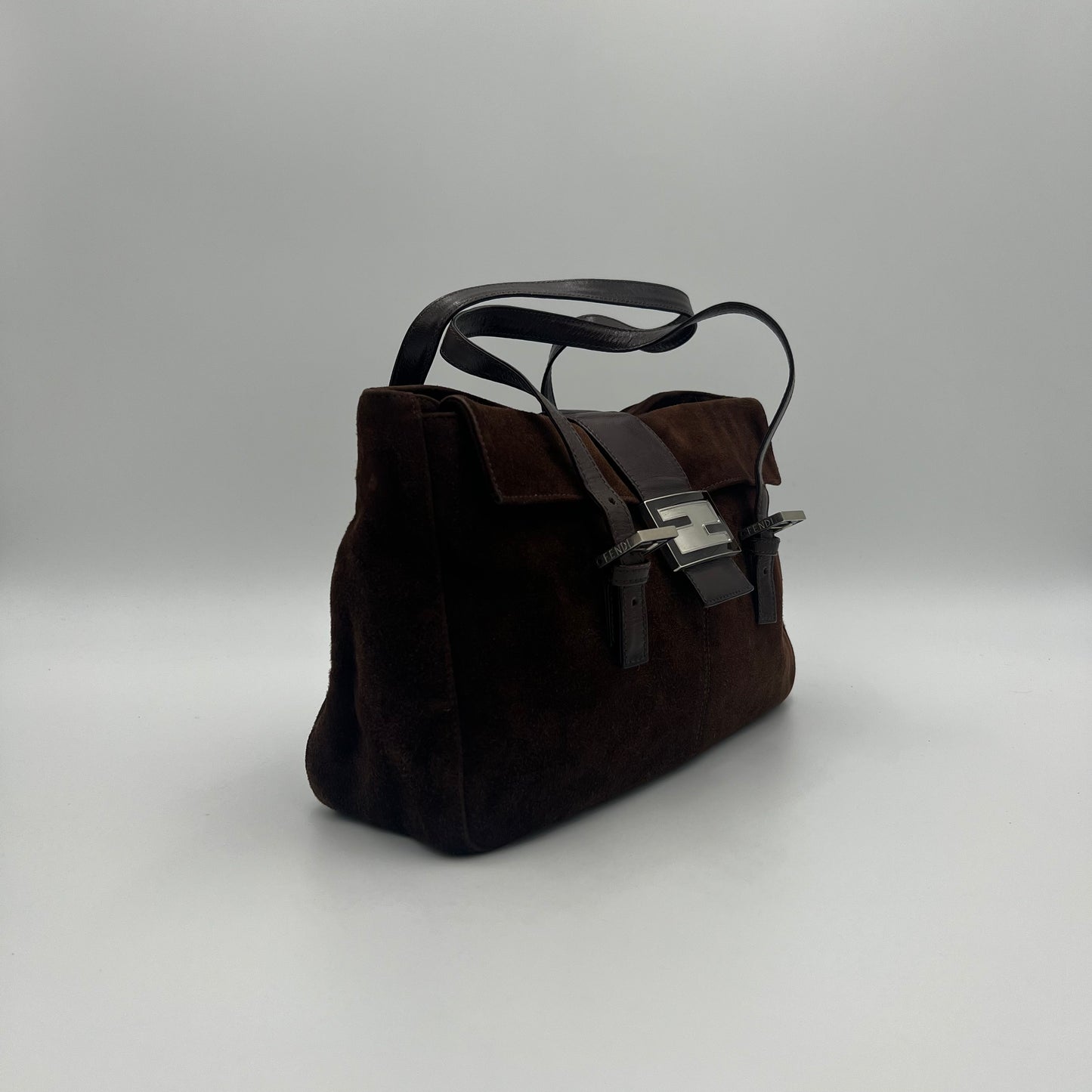 Fendi Vintage Brown Suede Shoulder Bag