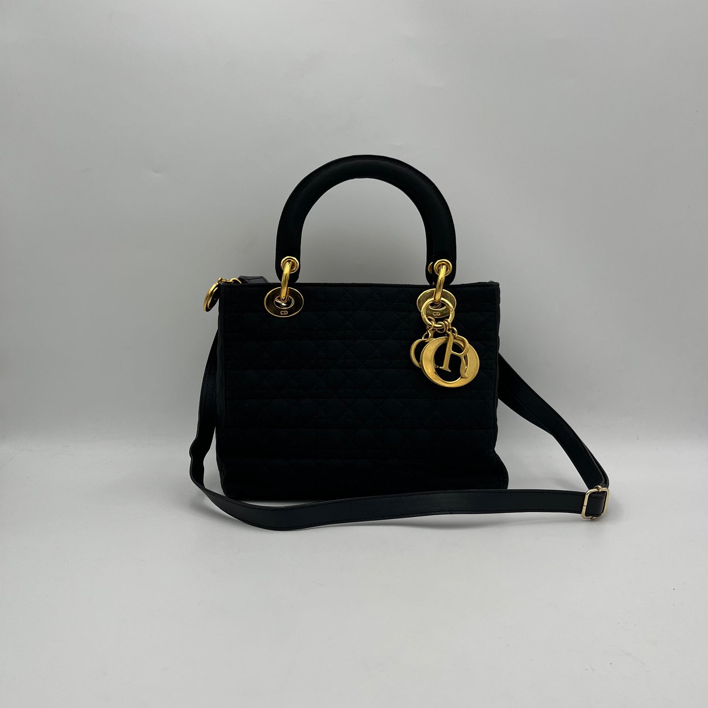 Christian Dior Black Nylon Cannage Lady Dior
