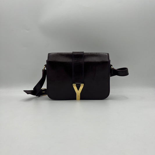 YSL Burgundy Leather Chyc Flap Sling Bag