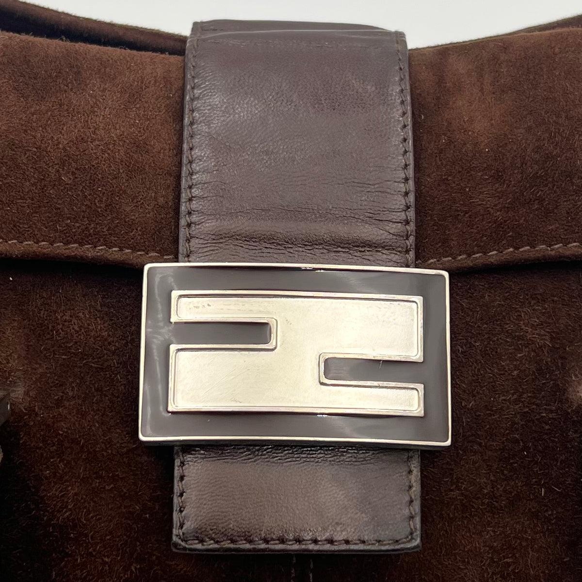 Fendi Vintage Brown Suede Shoulder Bag