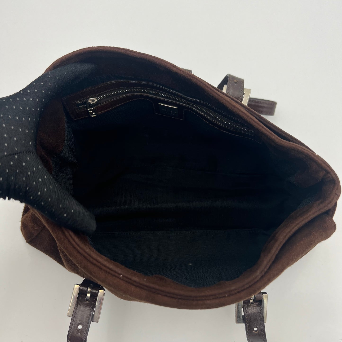 Fendi Vintage Brown Suede Shoulder Bag