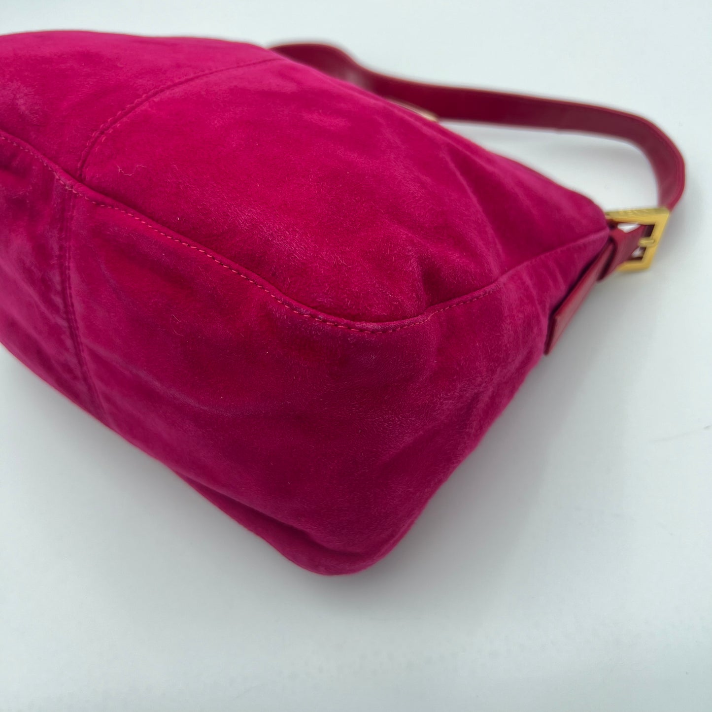 Fendi Pink Suede Gliterry Buckle Mamma Baguette GHW