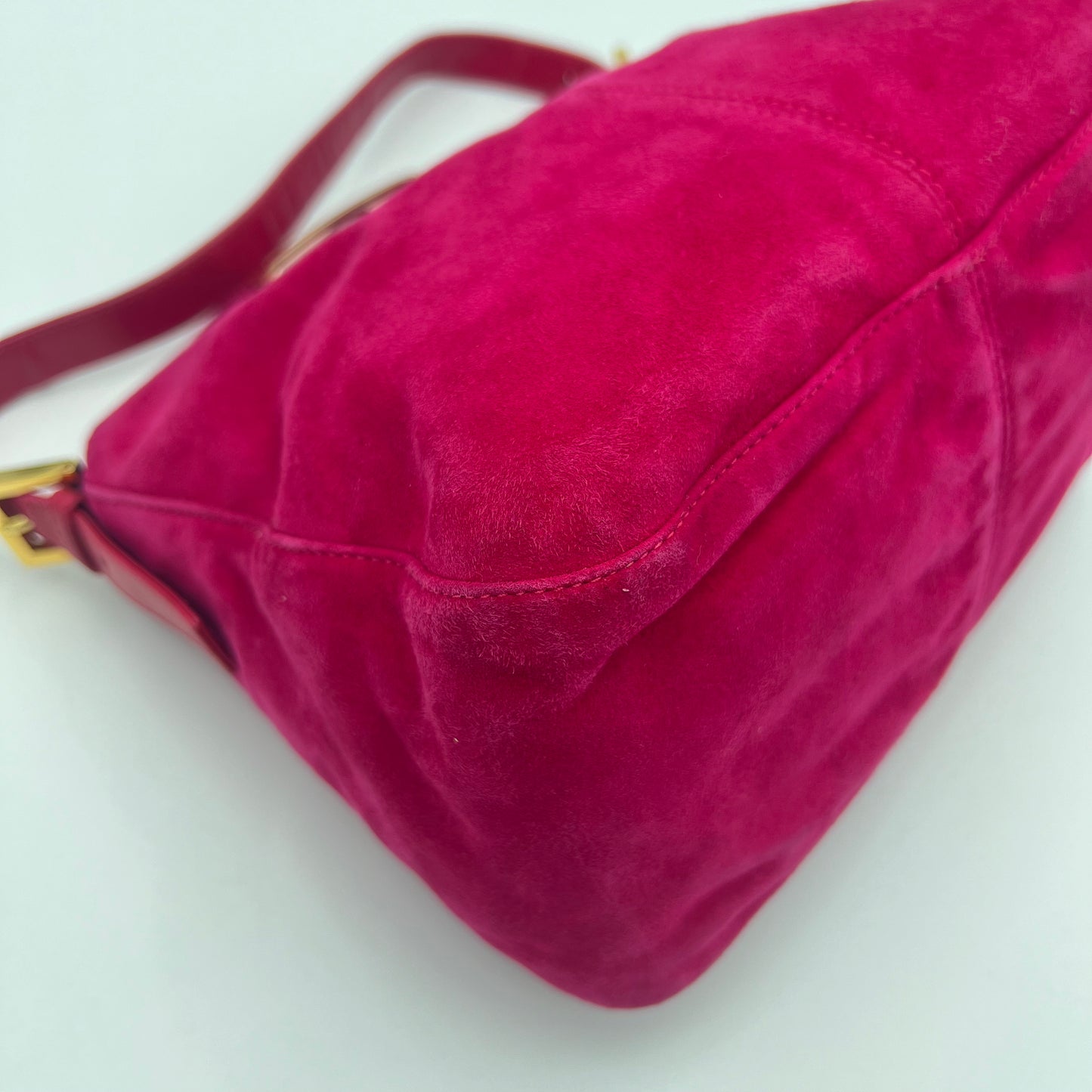 Fendi Pink Suede Gliterry Buckle Mamma Baguette GHW