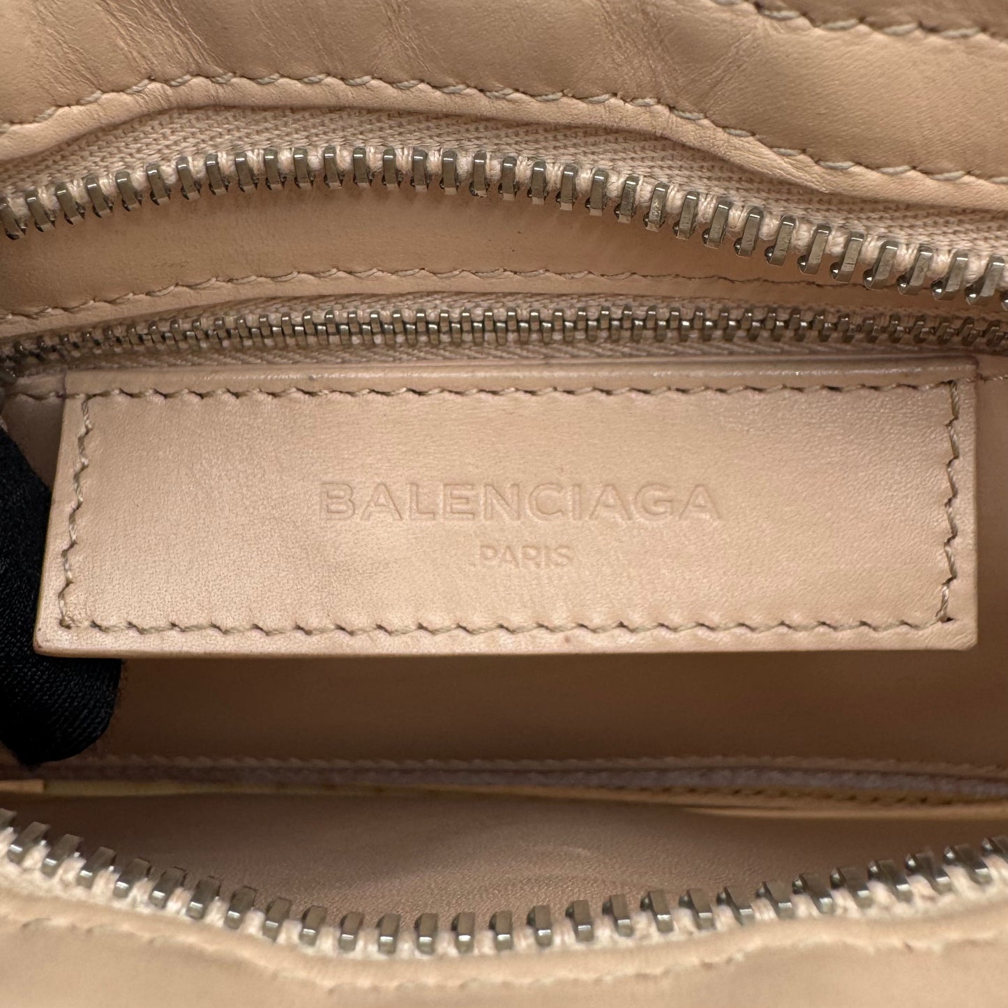 Balenciaga Nude Pink Leather Perforated Mesh Mini City SHW
