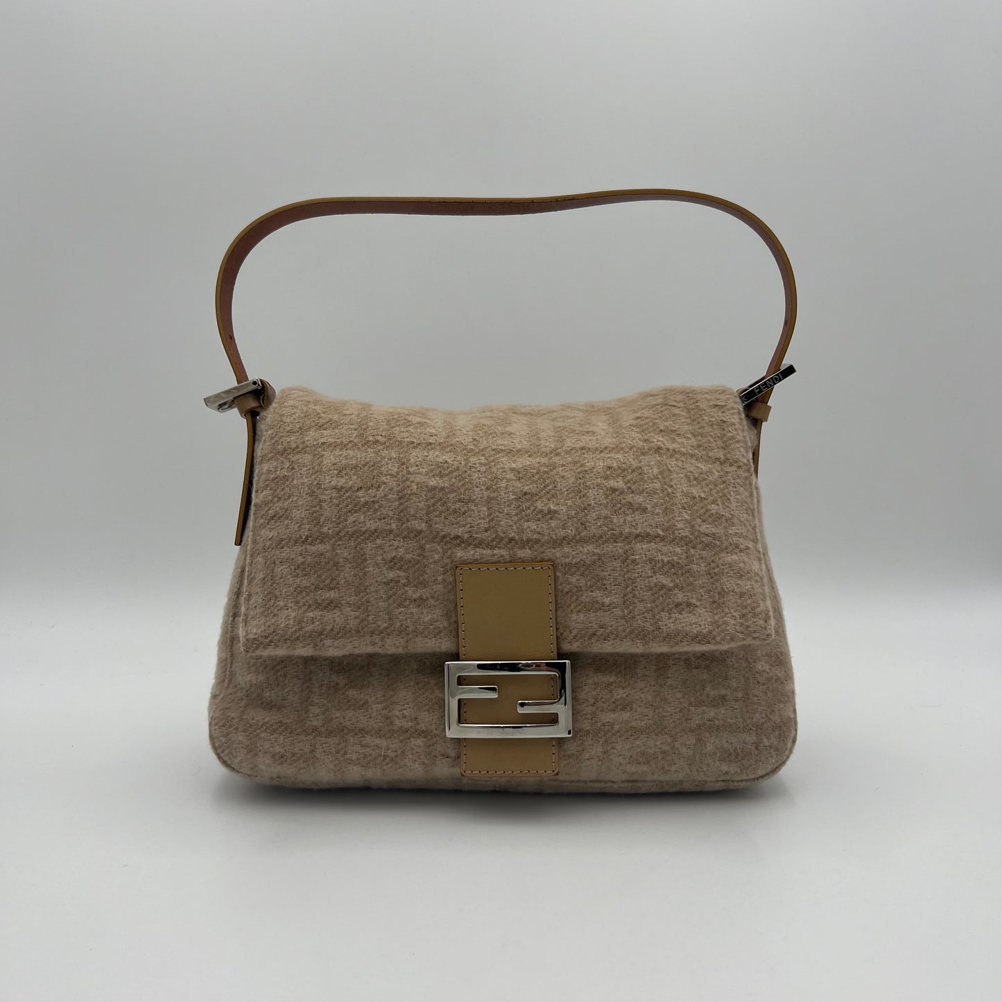 Fendi Beige Zucca Wool Mamma Baguette