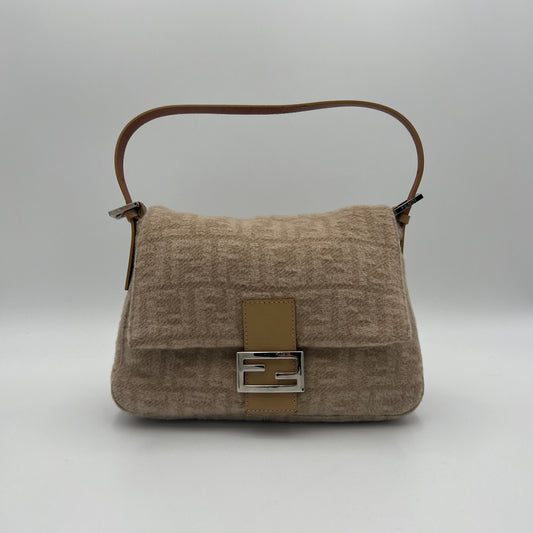Fendi Beige Zucca Wool Mamma Baguette