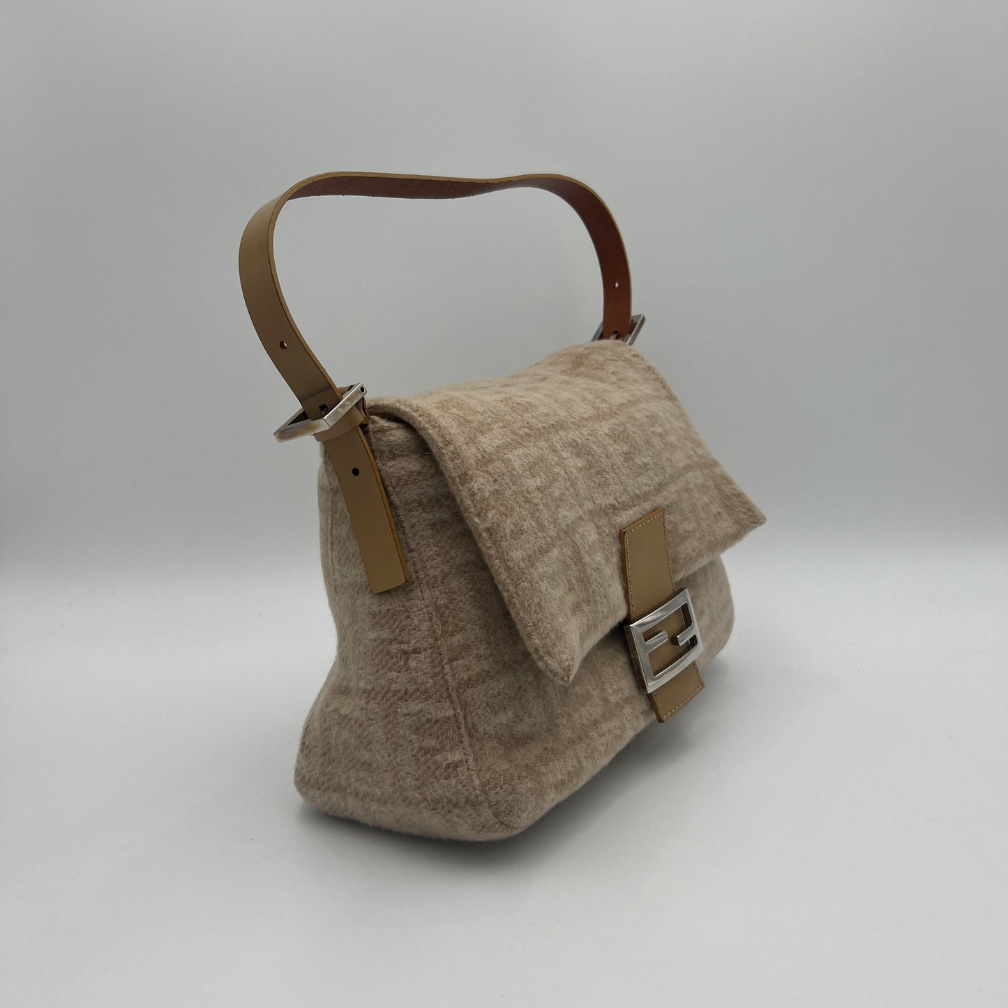 Fendi Beige Zucca Wool Mamma Baguette