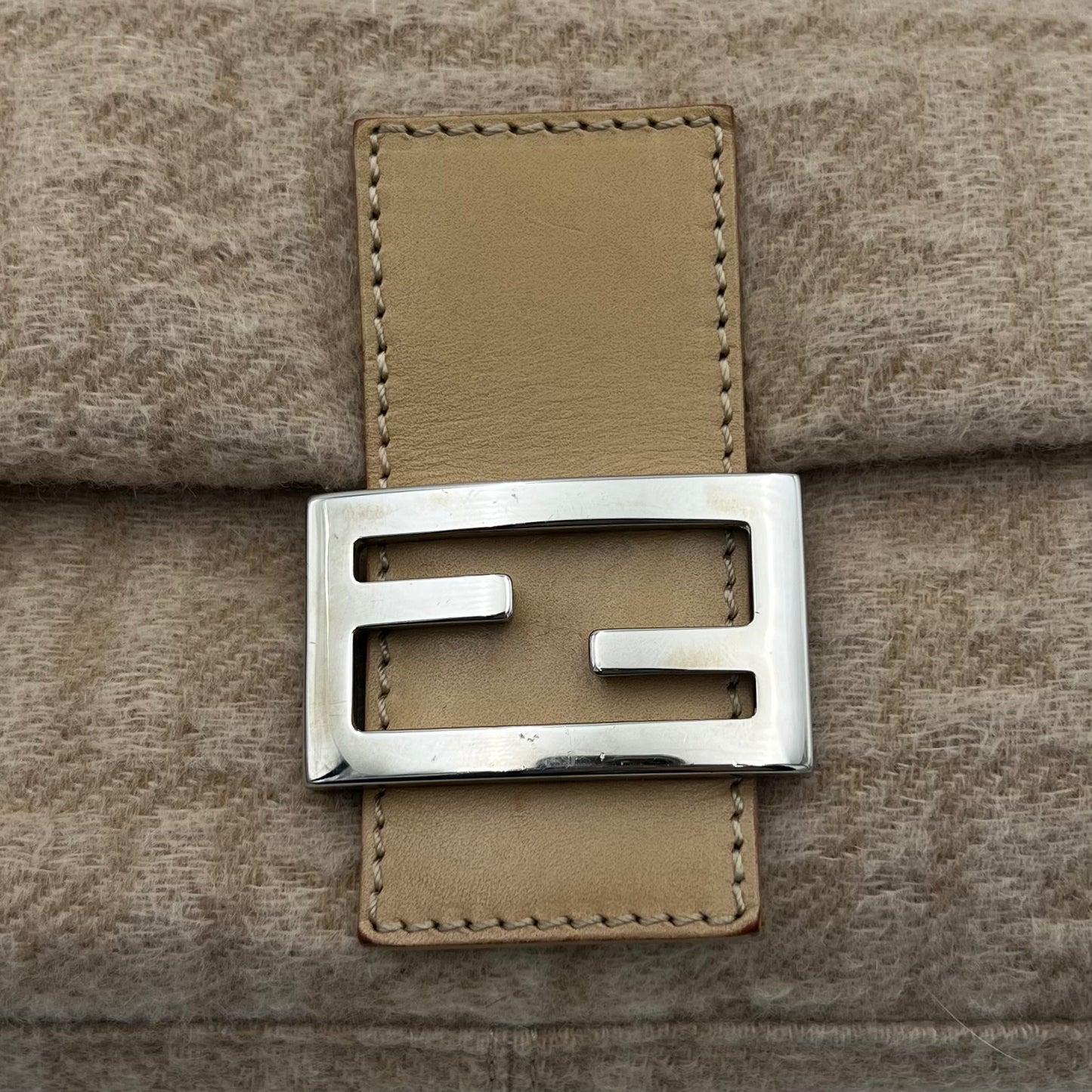 Fendi Beige Zucca Wool Mamma Baguette