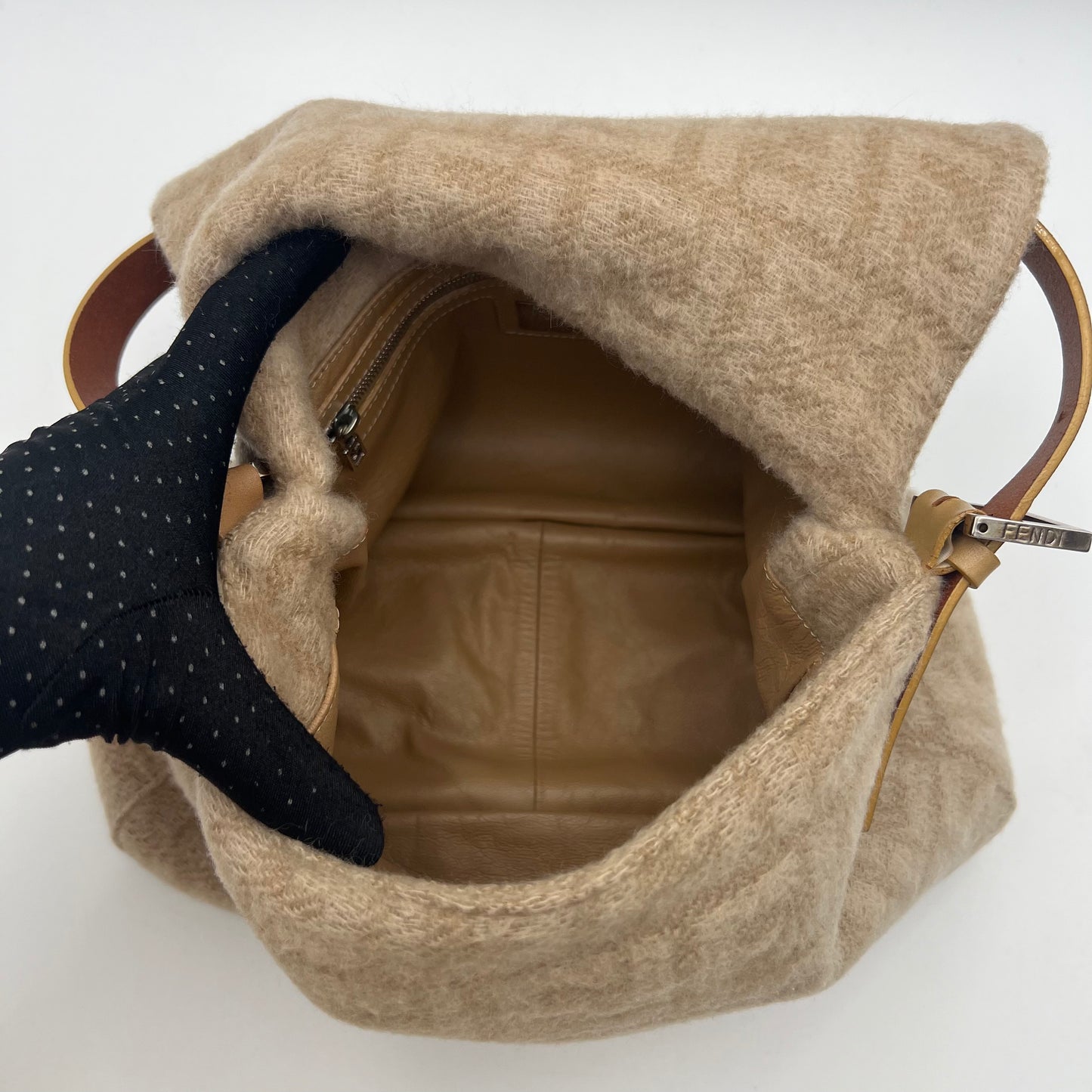 Fendi Beige Zucca Wool Mamma Baguette