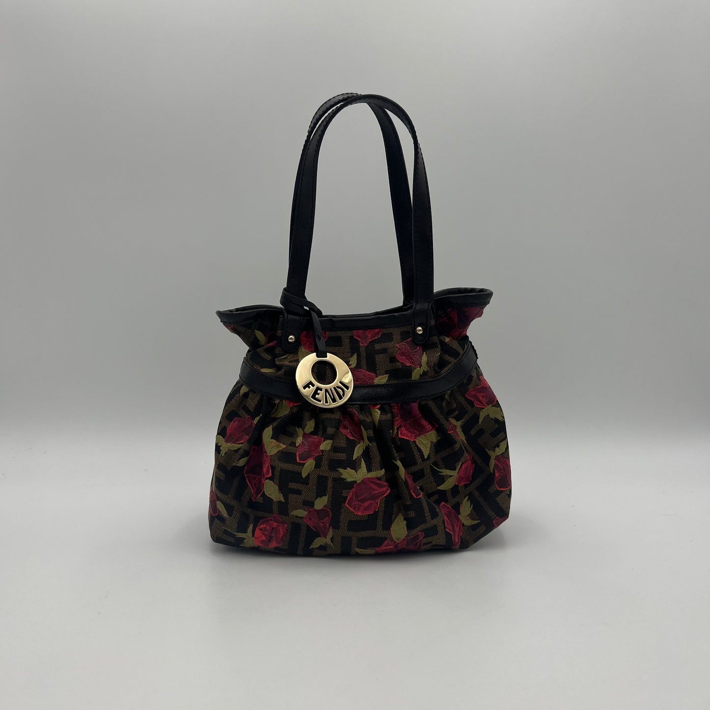 Fendi Tobacco Zucca Rose Chef Handbag