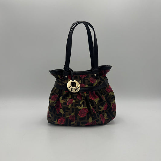 Fendi Tobacco Zucca Rose Chef Handbag