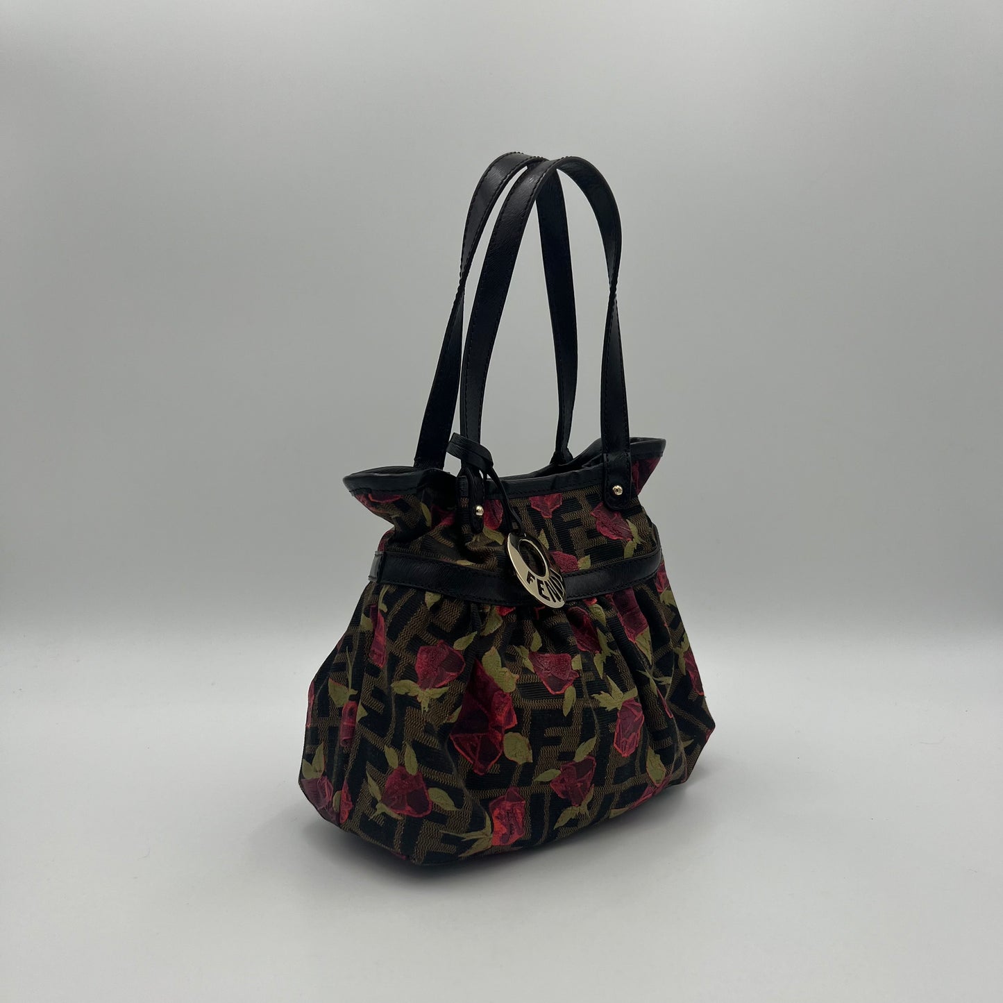 Fendi Tobacco Zucca Rose Chef Handbag