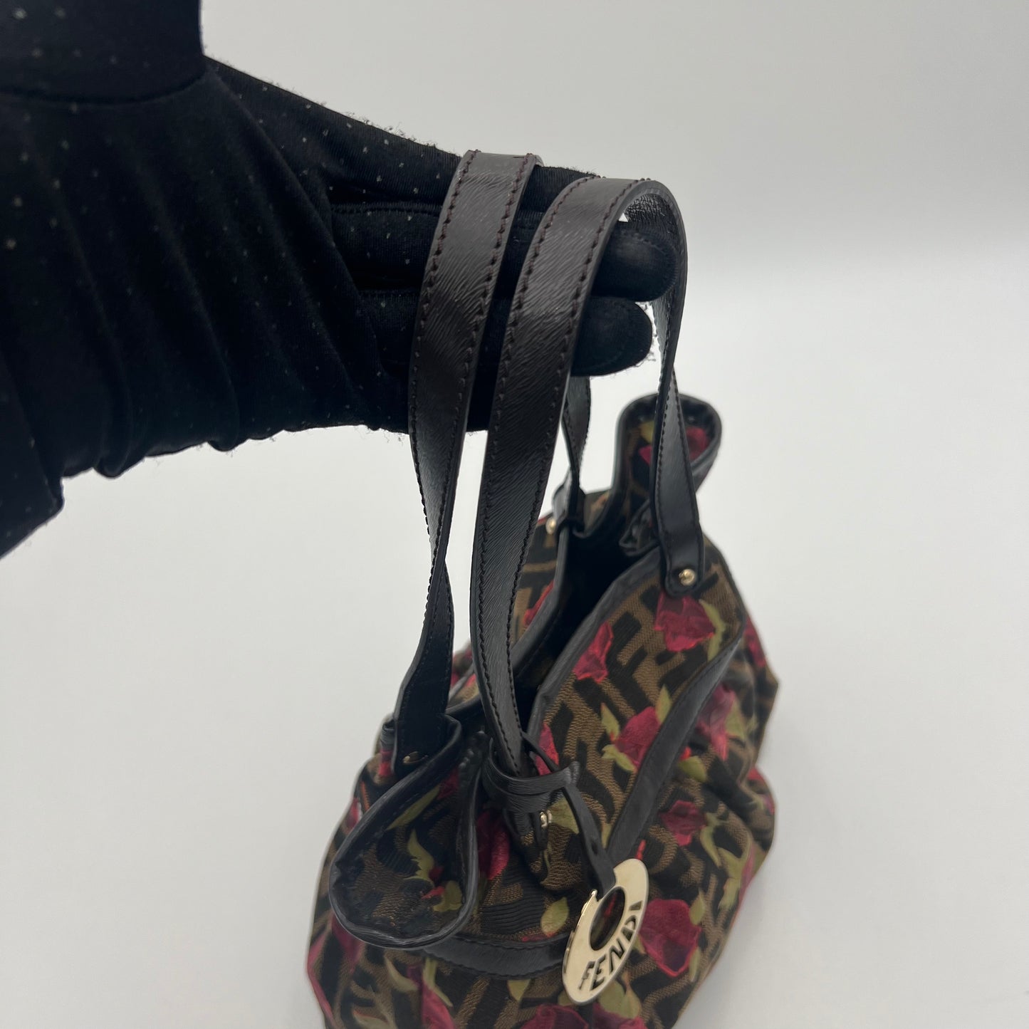 Fendi Tobacco Zucca Rose Chef Handbag