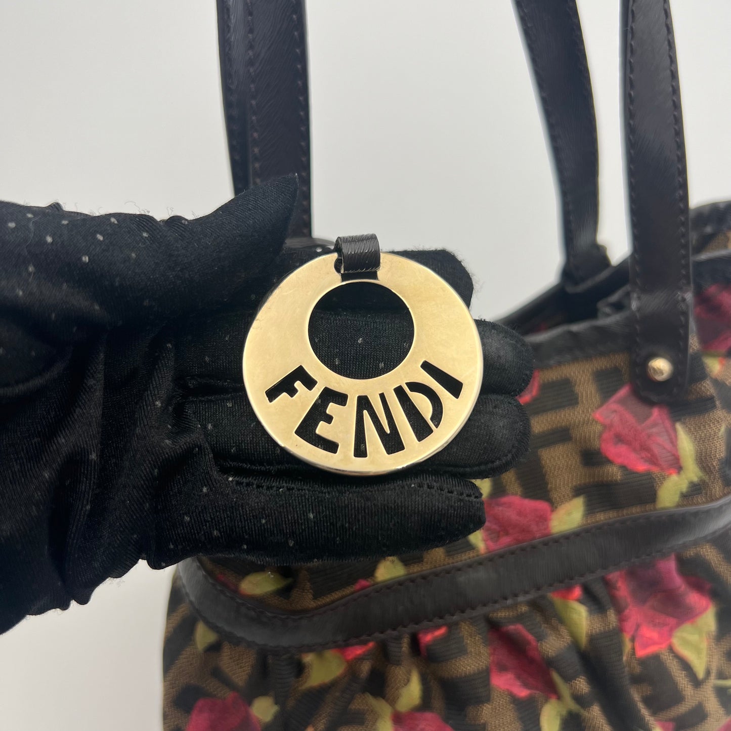 Fendi Tobacco Zucca Rose Chef Handbag