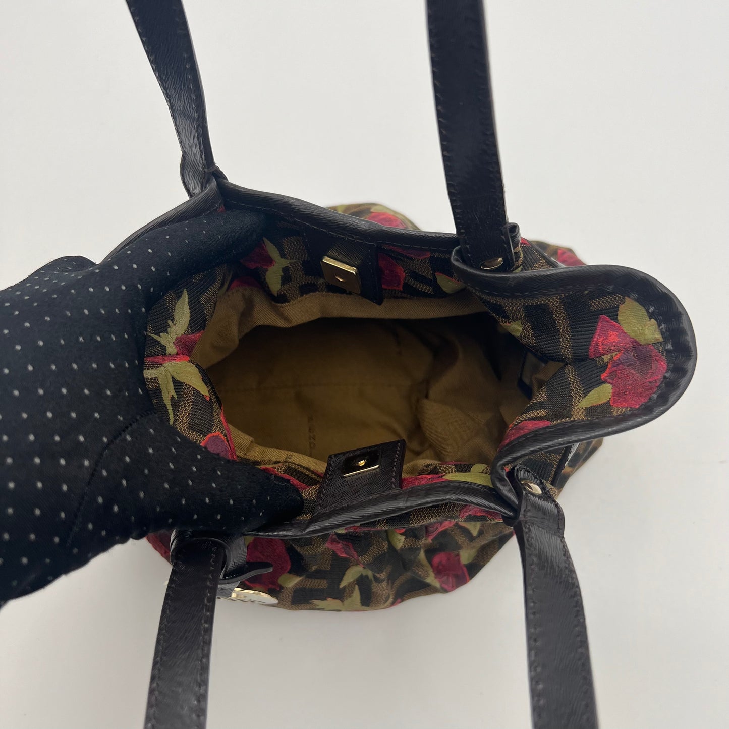 Fendi Tobacco Zucca Rose Chef Handbag