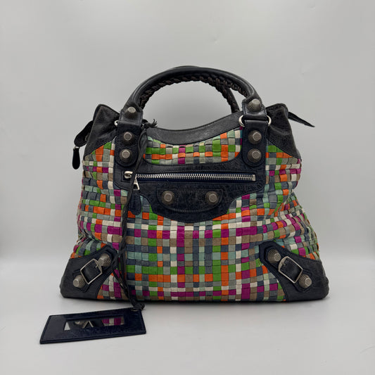 Balenciaga Multicolor Woven Leather Giant 21 Brief Bag SHW