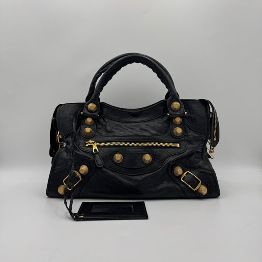 Balenciaga Black Leather Giant 21 City GHW