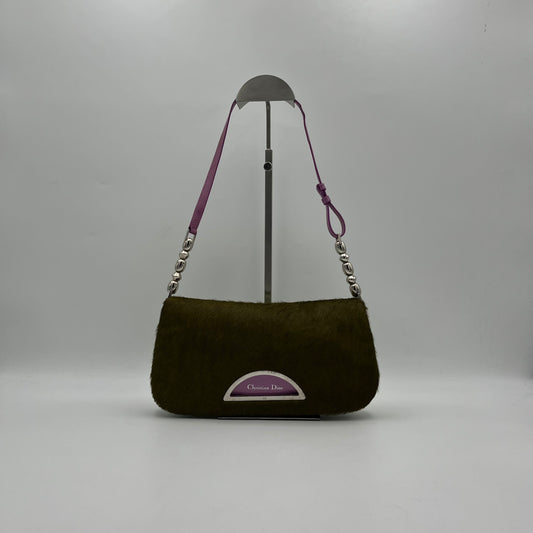 Christian Dior Green Pony Hair Python Malice Pearl Baguette