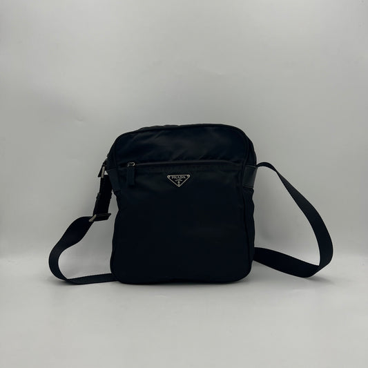 Prada Black Nylon Men's Crossbody With Front Compartment