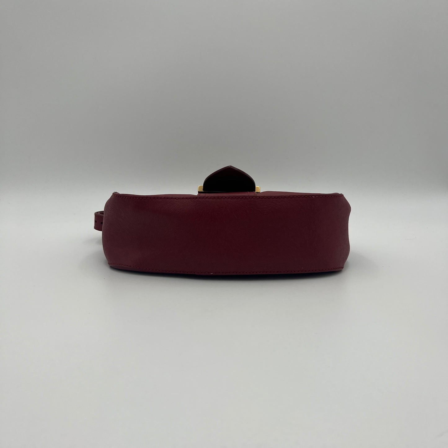 Fendi Red Leather Logo Plate Shoulder Bag