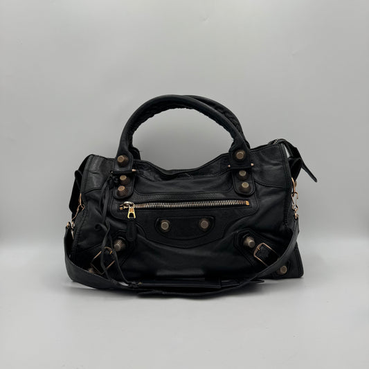 Balenciaga Black Leather Giant 21 City RGHW