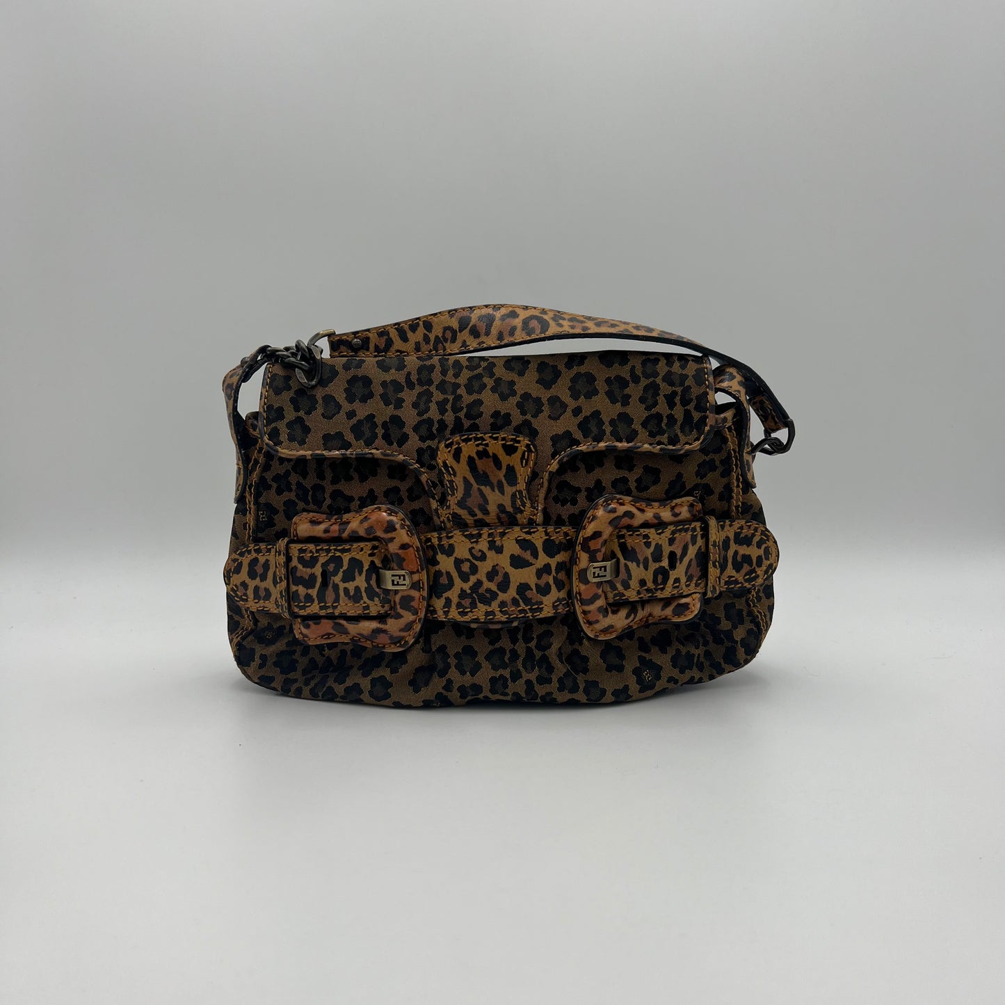 Fendi Leopard Print Buckle Flap Shoulder Bag