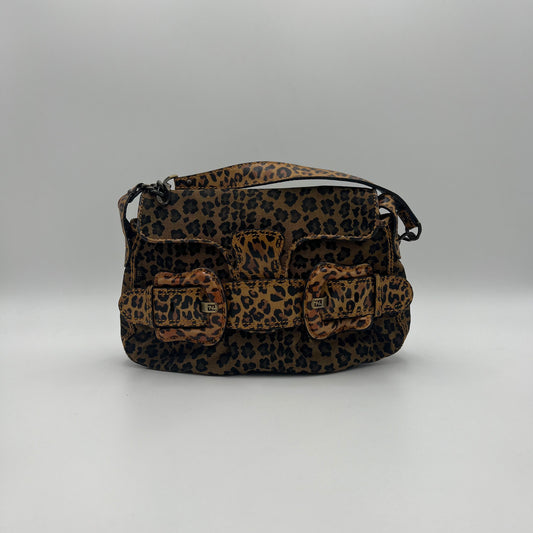 Fendi Leopard Print Buckle Flap Shoulder Bag