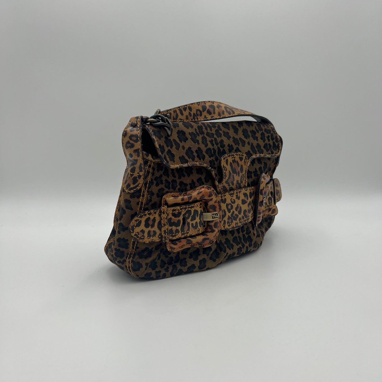 Fendi Leopard Print Buckle Flap Shoulder Bag