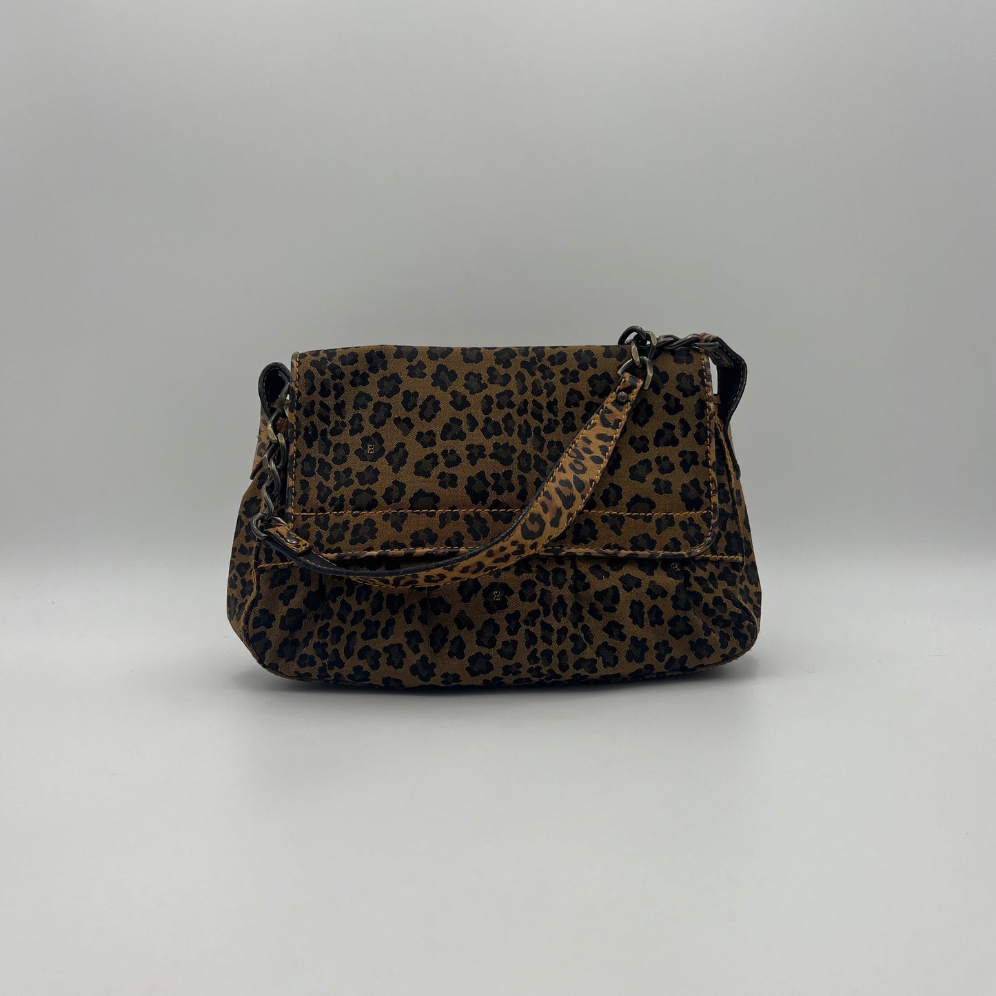 Fendi Leopard Print Buckle Flap Shoulder Bag