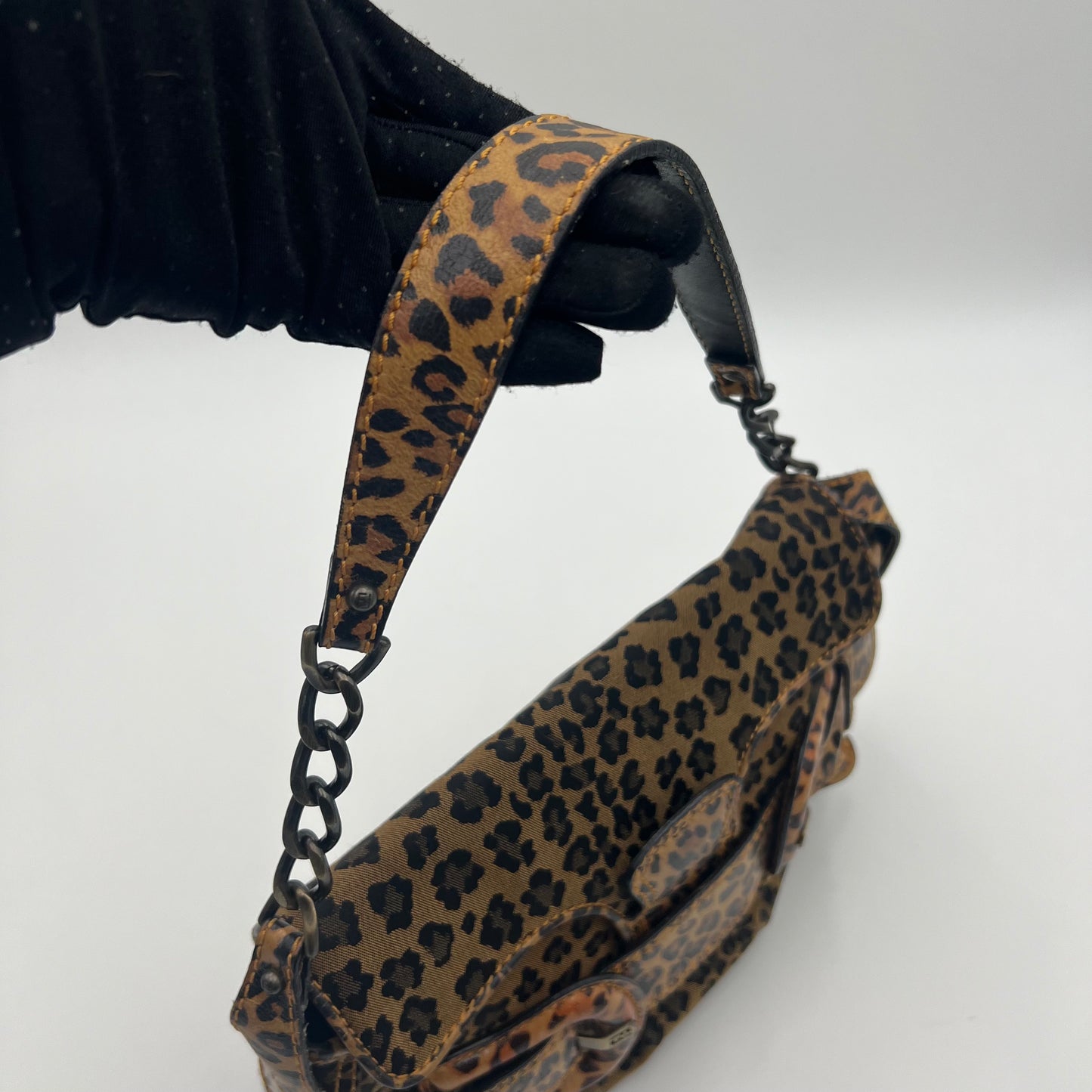 Fendi Leopard Print Buckle Flap Shoulder Bag