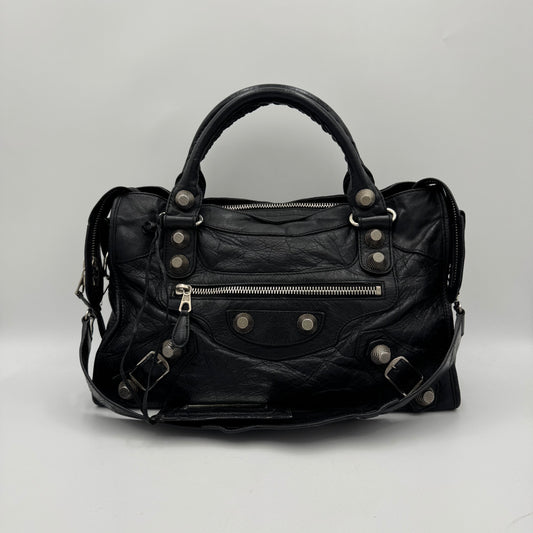 Balenciaga Black Leather Giant 21 City SHW