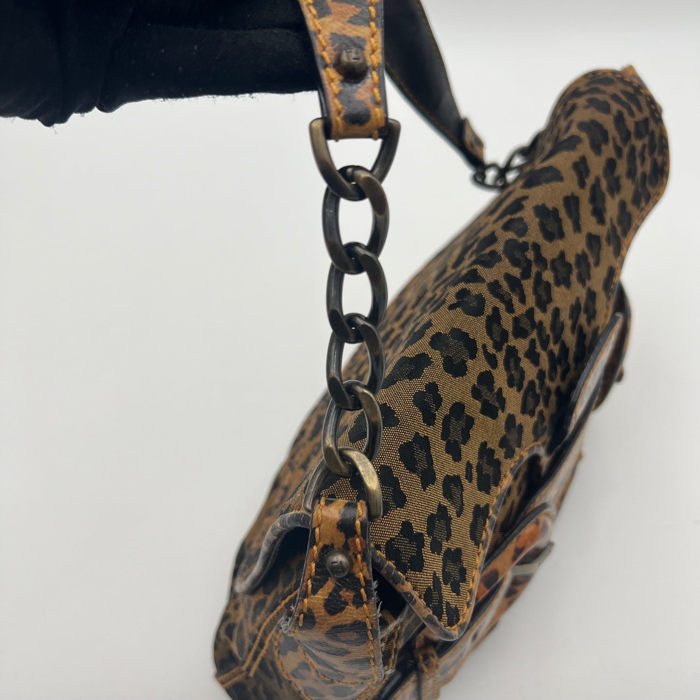 Fendi Leopard Print Buckle Flap Shoulder Bag
