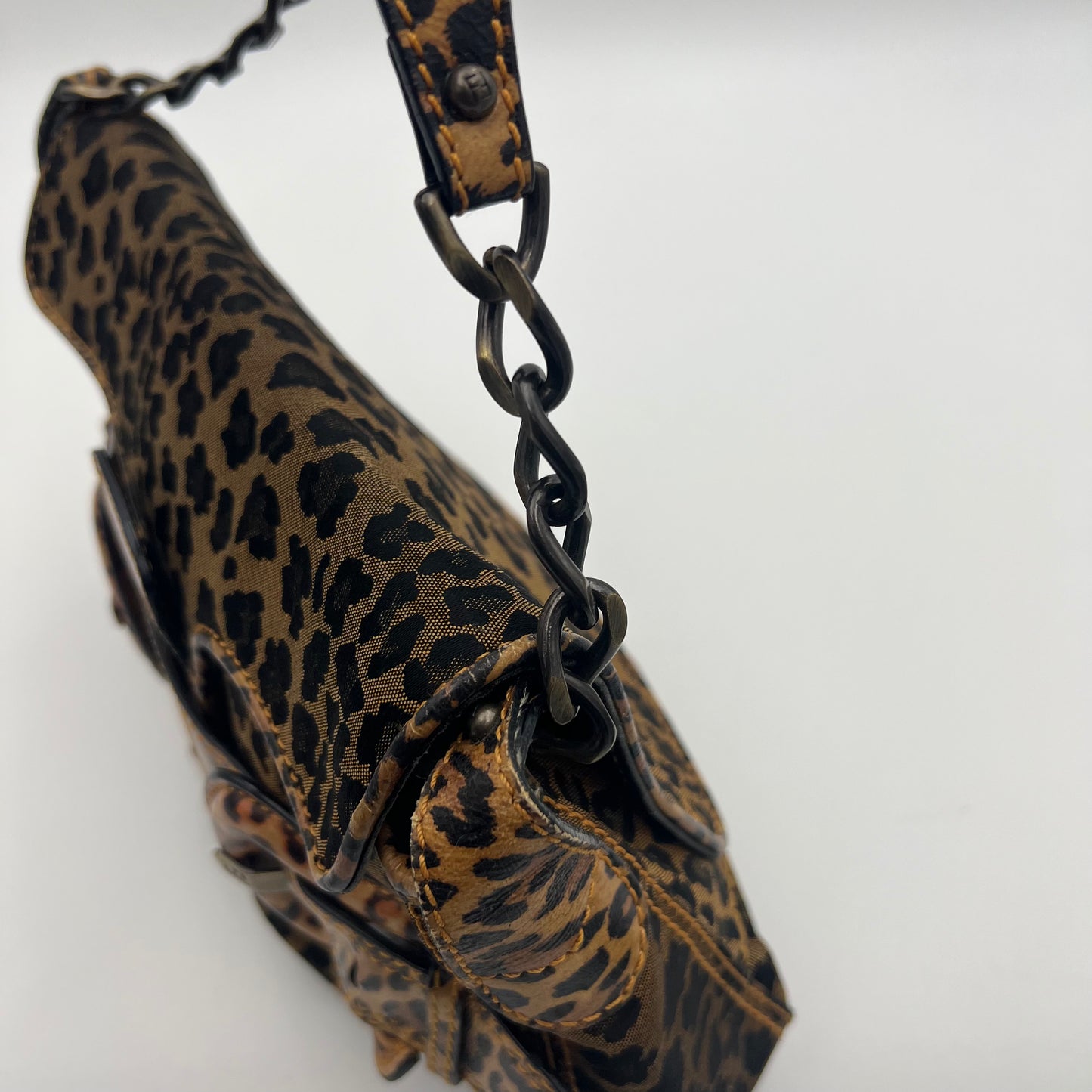 Fendi Leopard Print Buckle Flap Shoulder Bag