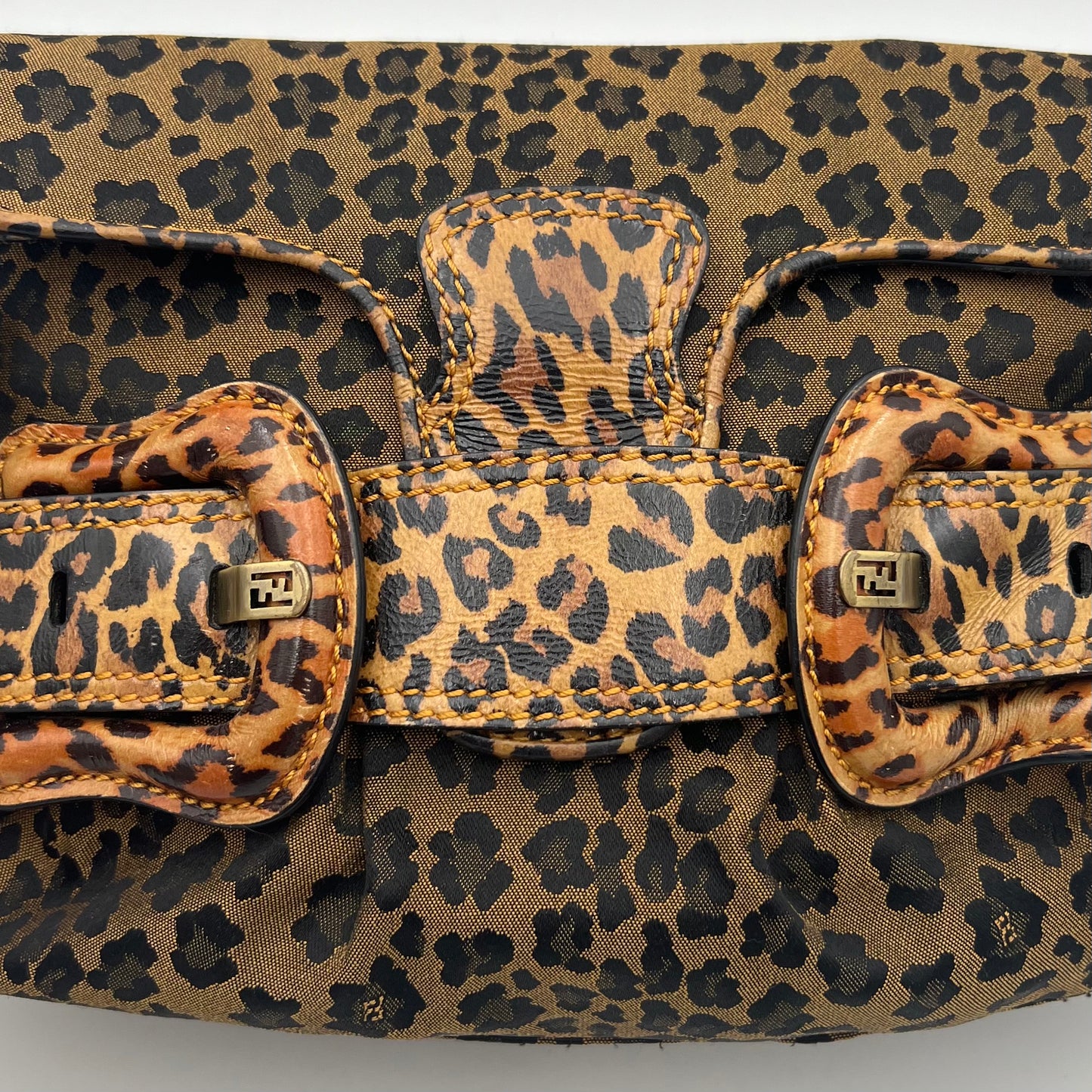 Fendi Leopard Print Buckle Flap Shoulder Bag