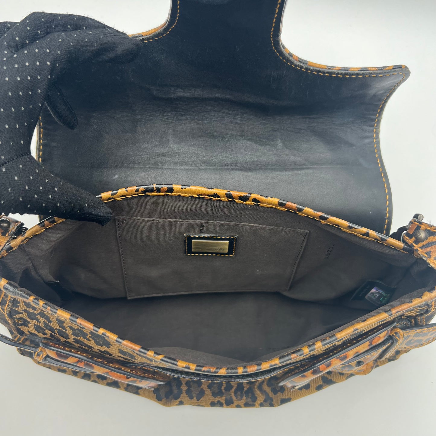 Fendi Leopard Print Buckle Flap Shoulder Bag