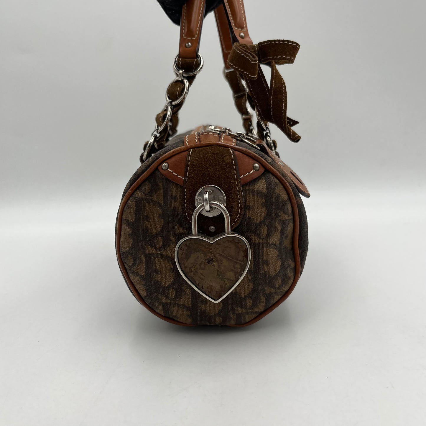 Christian Dior Brown Oblique Coated Canvas Romantique Barrel Bag