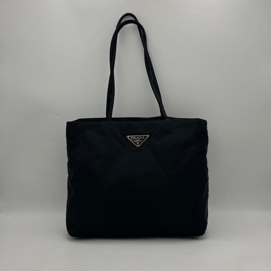 Prada Black Nylon Long Strap Large Open Tote