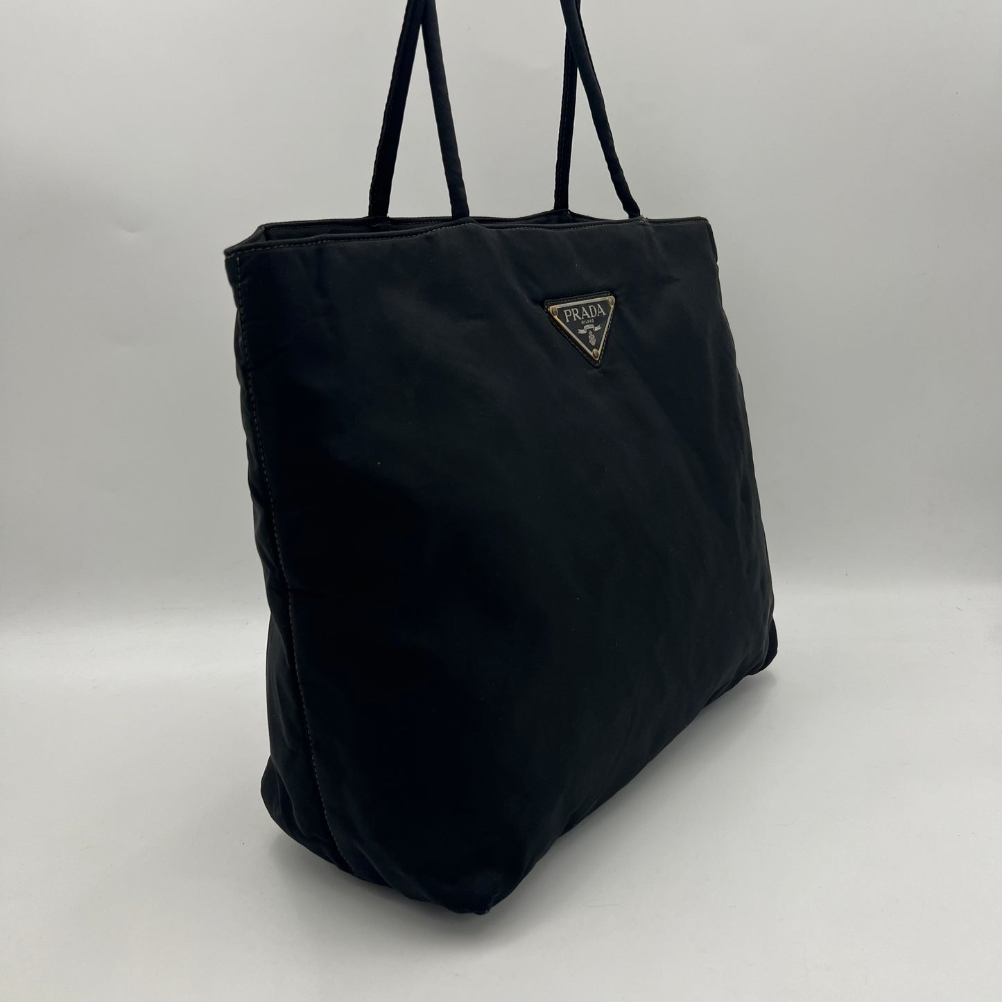 Prada Black Nylon Long Strap Large Open Tote