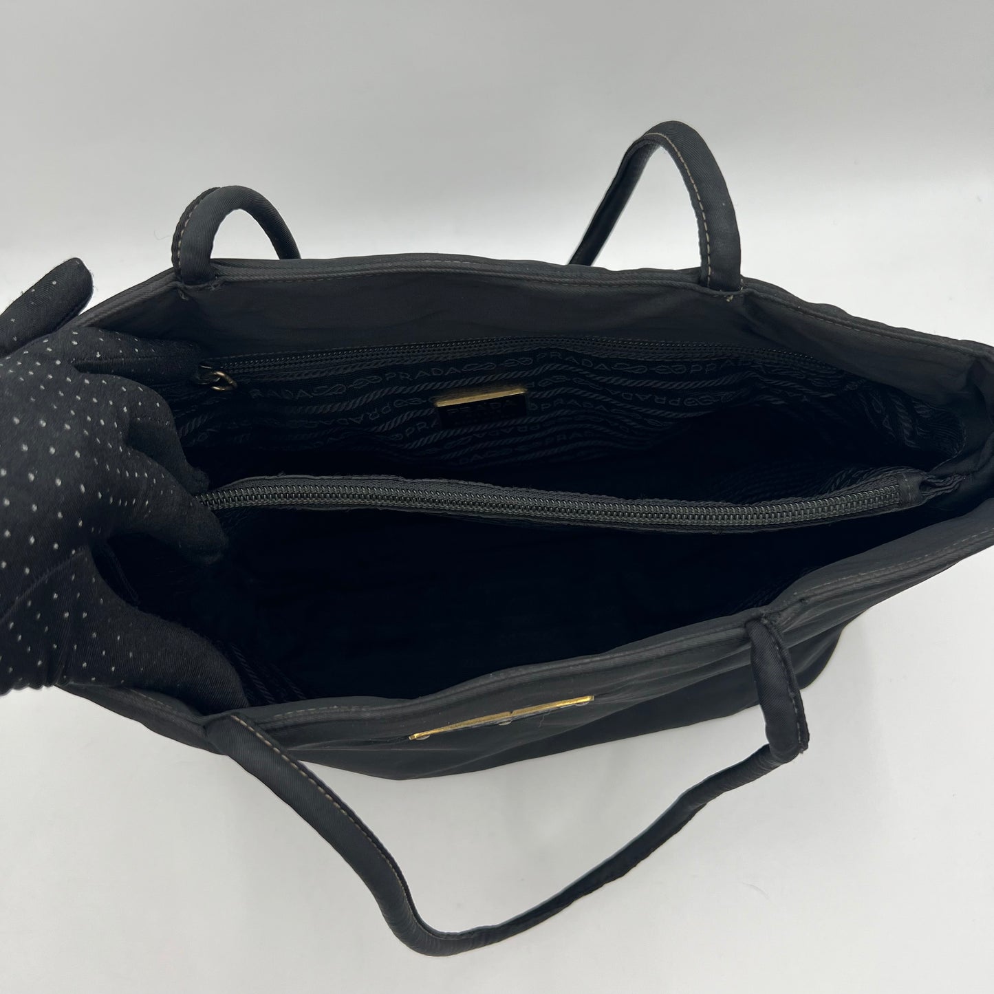 Prada Black Nylon Long Strap Large Open Tote