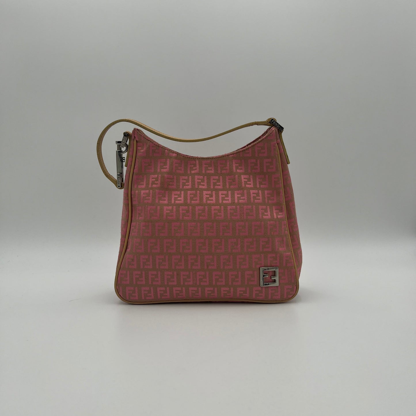 Fendi Pink Zucchino Canvas Hobo Bag