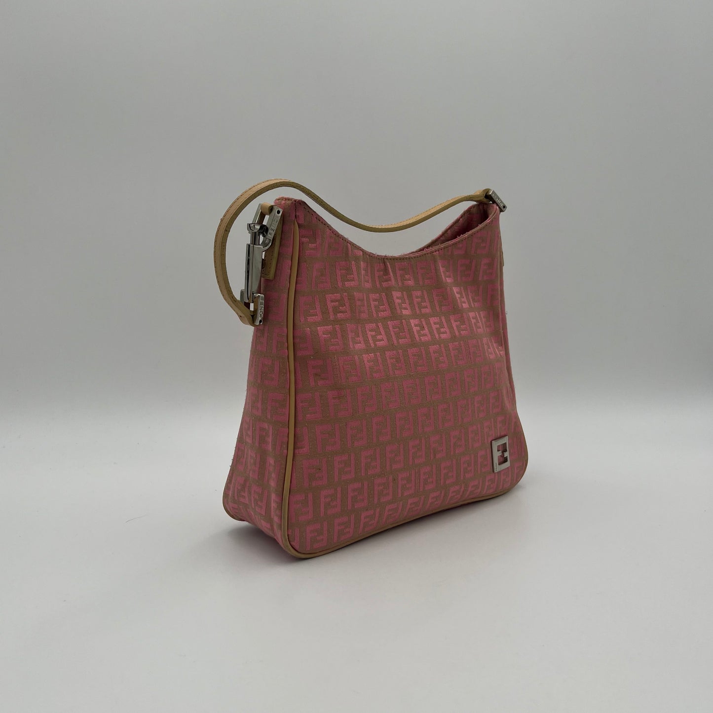 Fendi Pink Zucchino Canvas Hobo Bag