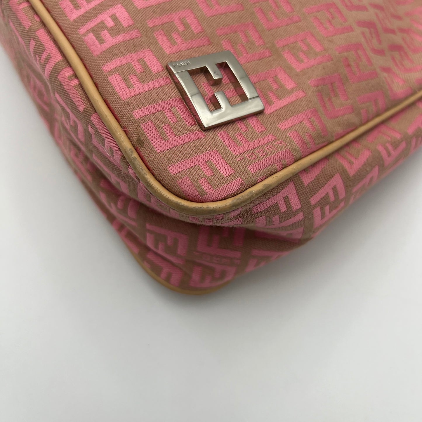 Fendi Pink Zucchino Canvas Hobo Bag