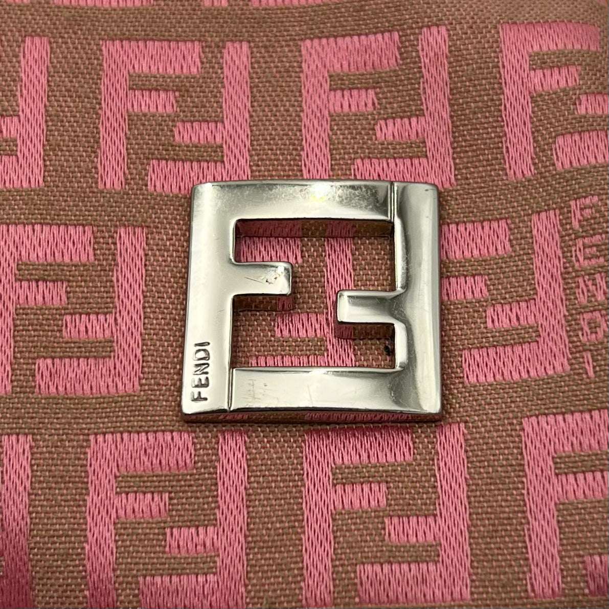 Fendi Pink Zucchino Canvas Hobo Bag