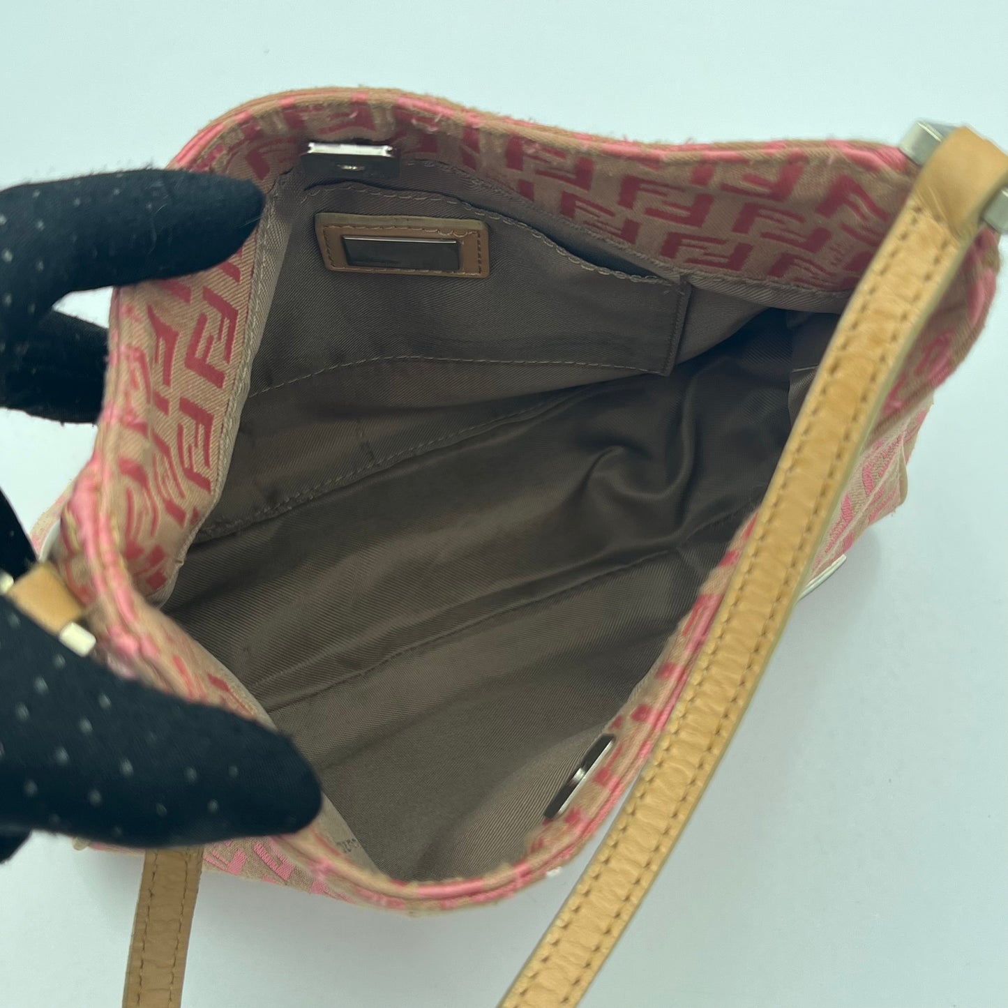 Fendi Pink Zucchino Canvas Hobo Bag