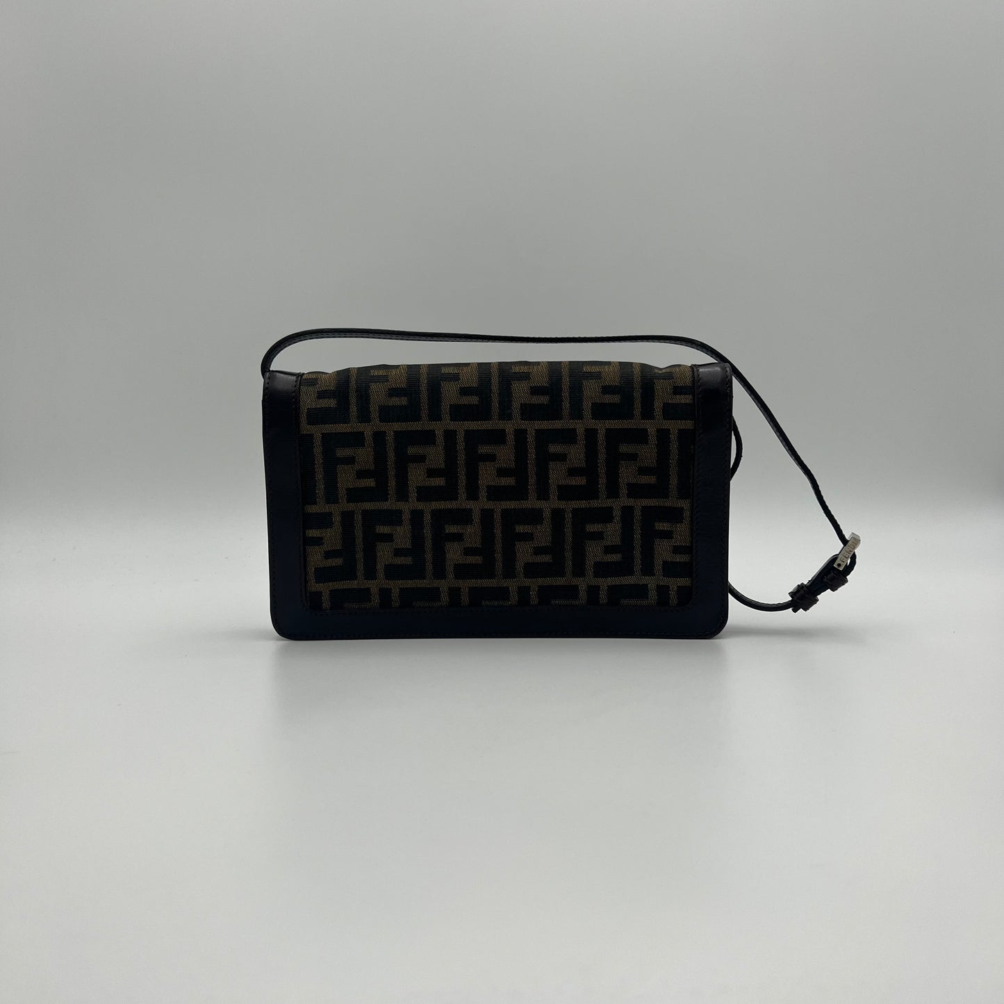 Fendi Tobacco Zucca Canvas and Leather Flap Baguette