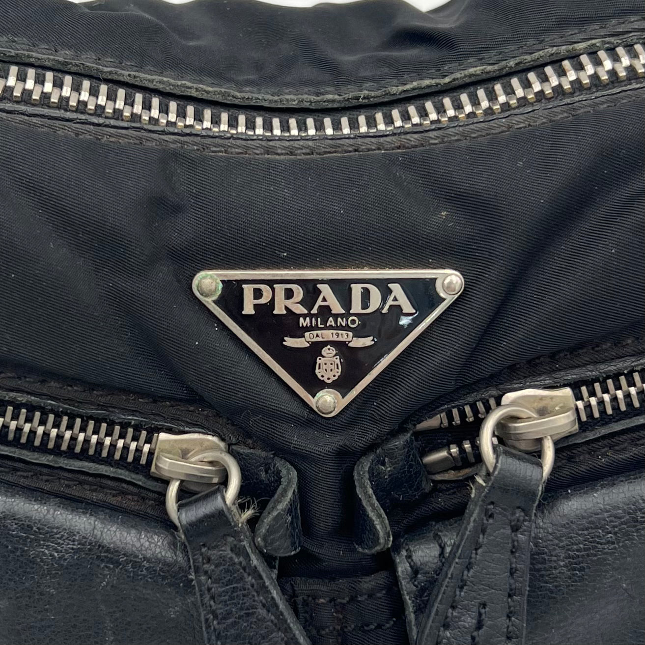 Prada Black Nylon x Leather Cargo Hobo Shoulder Bag