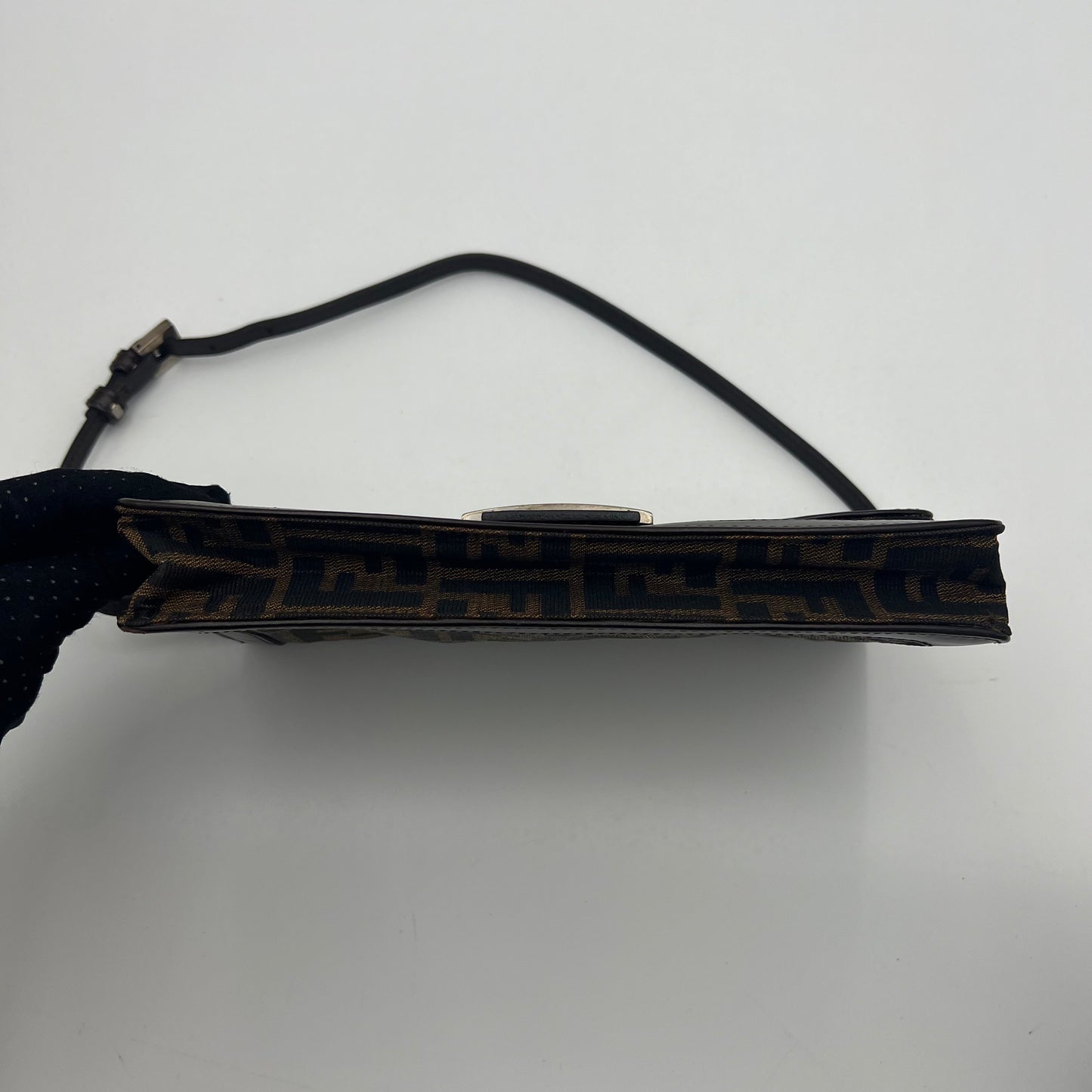 Fendi Tobacco Zucca Canvas and Leather Flap Baguette