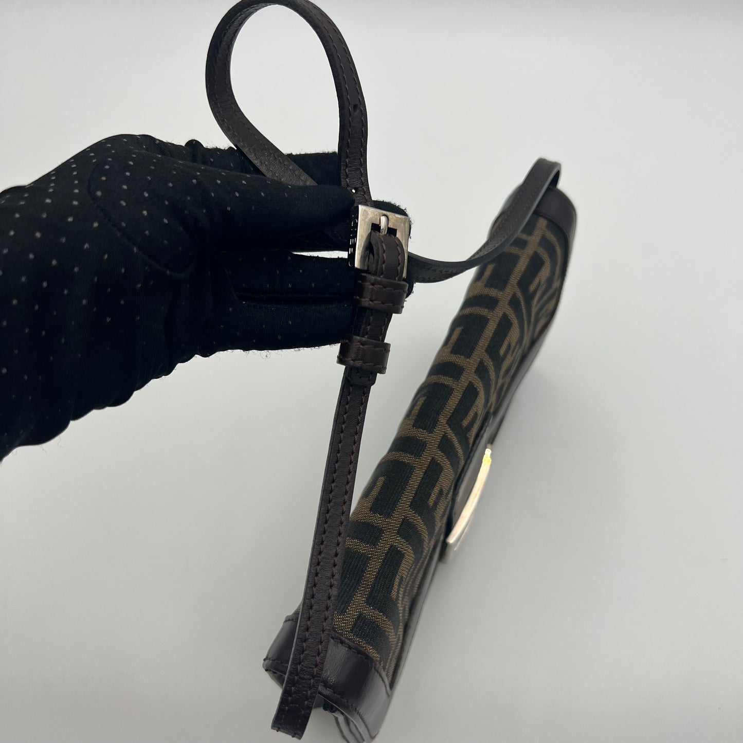 Fendi Tobacco Zucca Canvas and Leather Flap Baguette