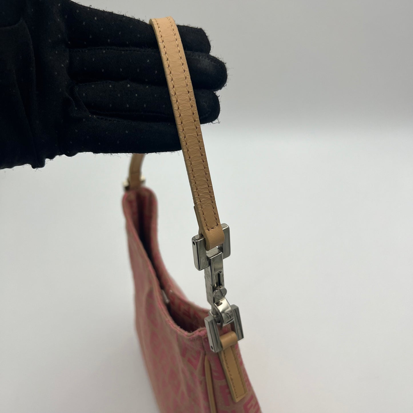 Fendi Pink Zucchino Canvas Hobo Bag