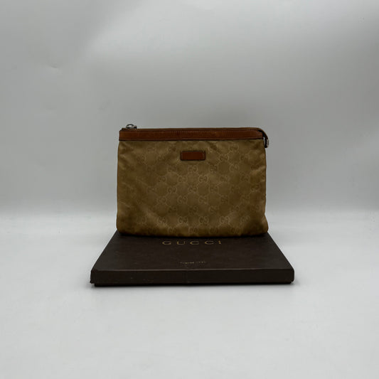 Gucci Beige Monogram Nylon Cosmetic Pouch